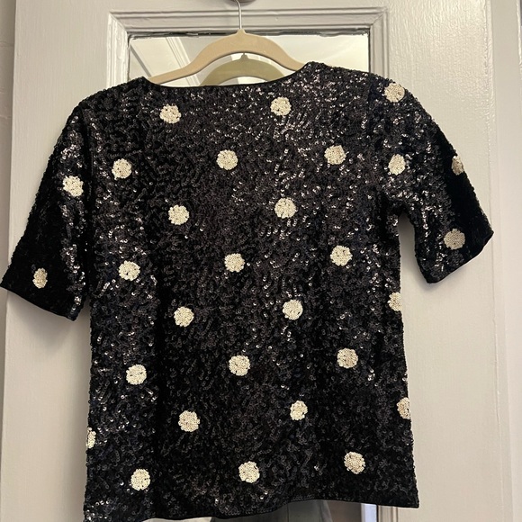 J Crew Black Sequin Shirt Size XXS - Picture 2 of 3